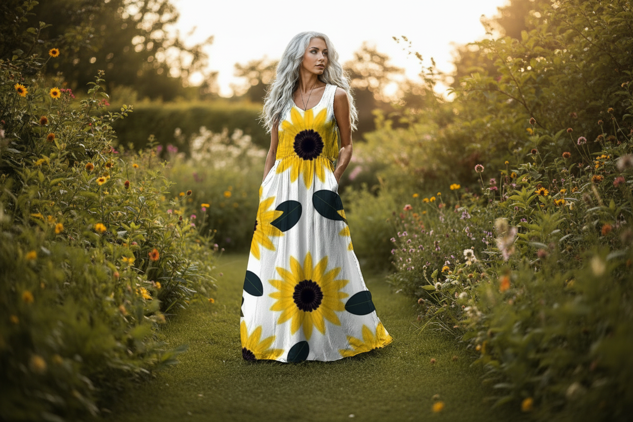 Sun Flower Sleeveless Maxi Dress