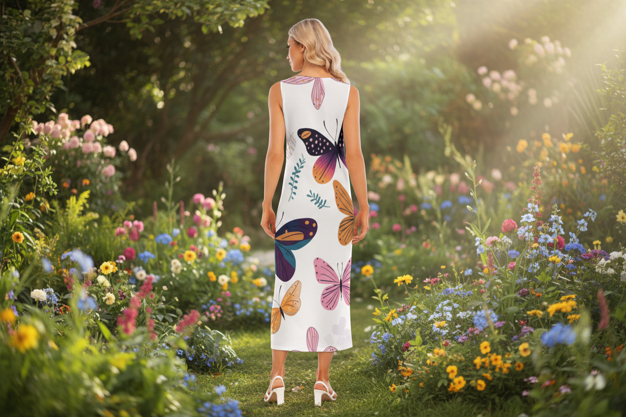 Butterfly Tank Top Long Dress