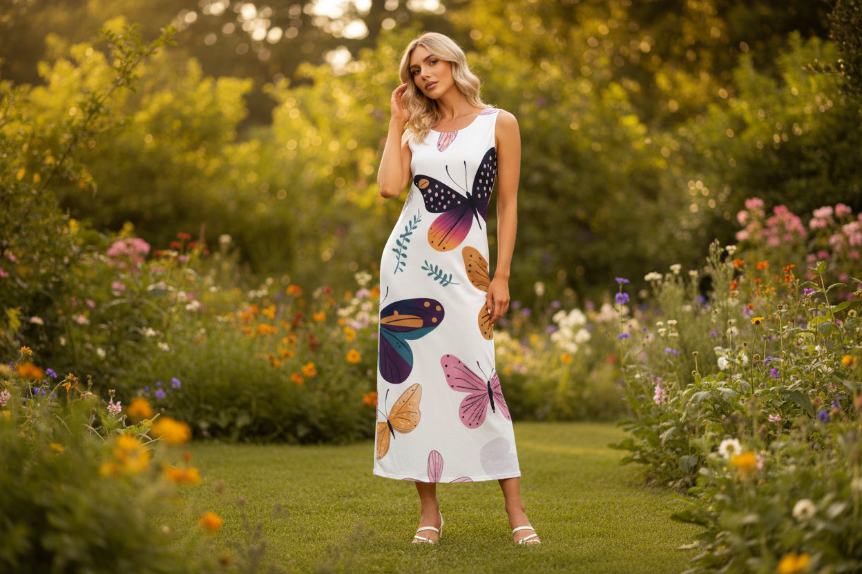Butterfly Tank Top Long Dress