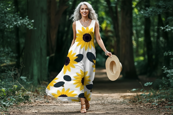 Sun Flower Sleeveless Maxi Dress